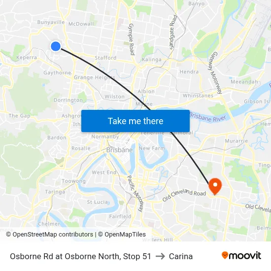 Osborne Rd at Osborne North, Stop 51 to Carina map