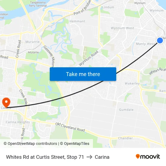 Whites Rd at Curtis Street, Stop 71 to Carina map
