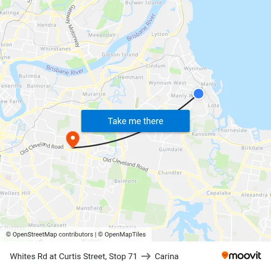 Whites Rd at Curtis Street, Stop 71 to Carina map