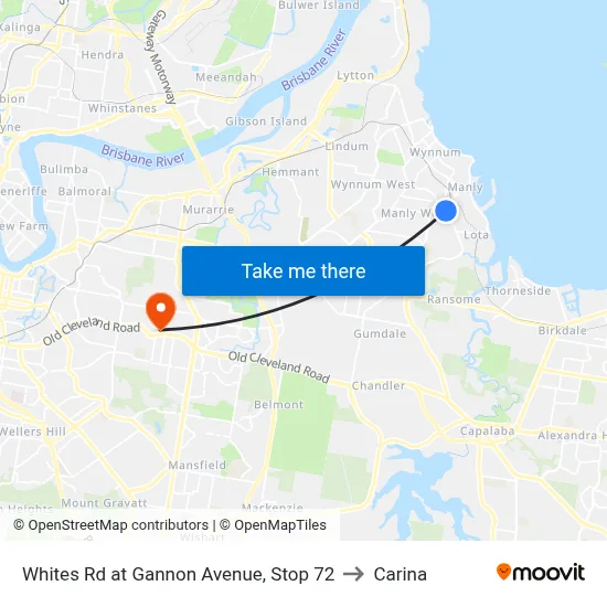 Whites Rd at Gannon Avenue, Stop 72 to Carina map
