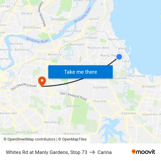Whites Rd at Manly Gardens, Stop 73 to Carina map