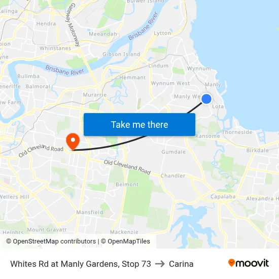 Whites Rd at Manly Gardens, Stop 73 to Carina map