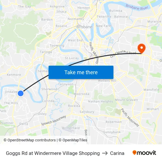 Goggs Rd at Windermere Village Shopping to Carina map