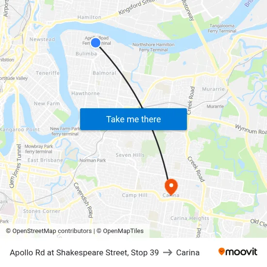 Apollo Rd at Shakespeare Street, Stop 39 to Carina map