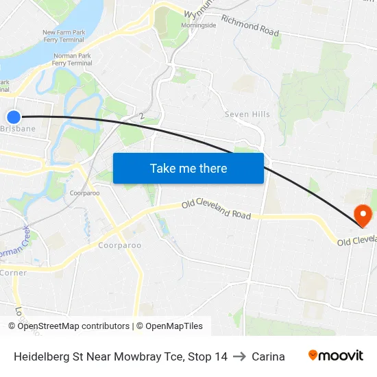 Heidelberg St Near Mowbray Tce, Stop 14 to Carina map