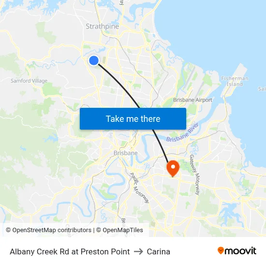 Albany Creek Rd at Preston Point to Carina map