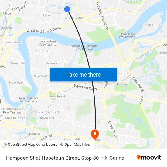 Hampden St at Hopetoun Street, Stop 30 to Carina map