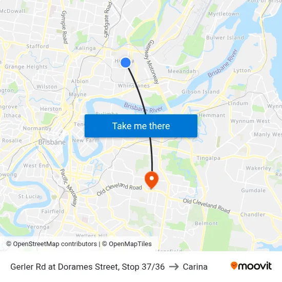 Gerler Rd at Dorames Street, Stop 37/36 to Carina map
