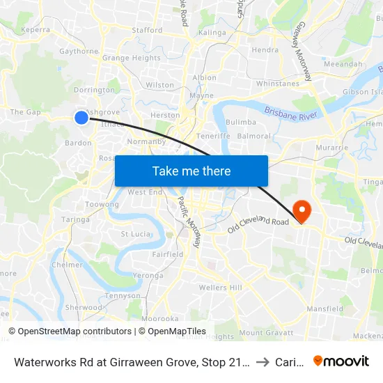 Waterworks Rd at Girraween Grove, Stop 21/22 to Carina map