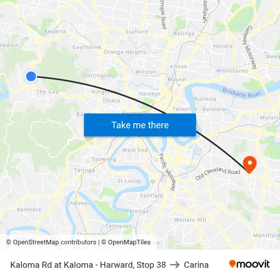 Kaloma Rd at Kaloma - Harward, Stop 38 to Carina map