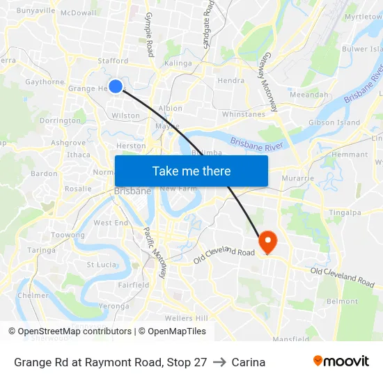 Grange Rd at Raymont Road, Stop 27 to Carina map