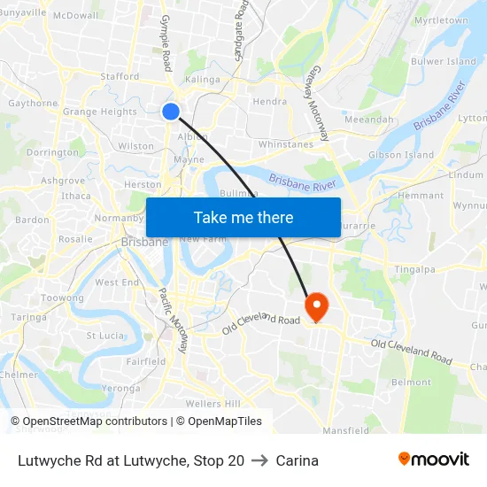 Lutwyche Rd at Lutwyche, Stop 20 to Carina map