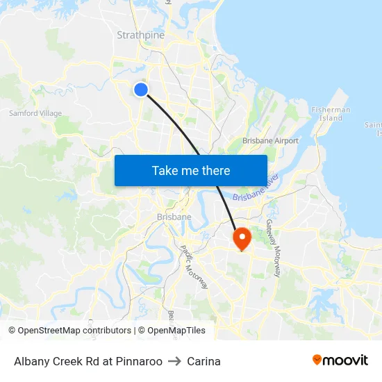Albany Creek Rd at Pinnaroo to Carina map
