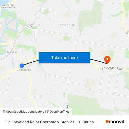 Old Cleveland Rd at Coorparoo, Stop 23 to Carina map