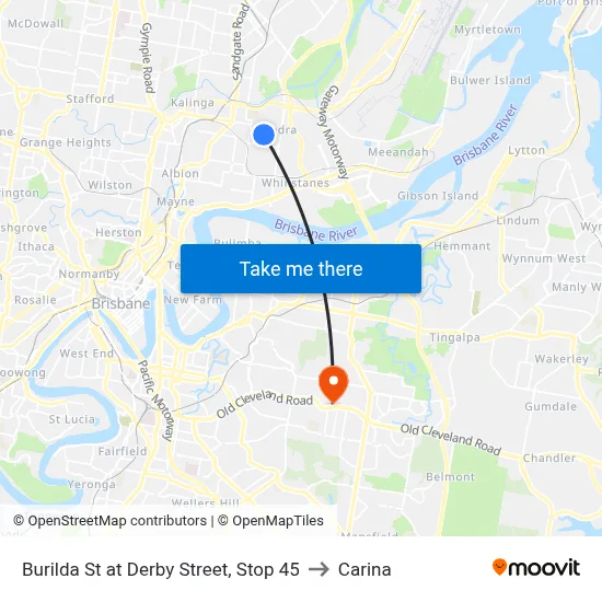 Burilda St at Derby Street, Stop 45 to Carina map