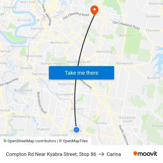 Compton Rd Near Kyabra Street, Stop 86 to Carina map