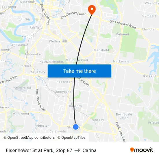 Eisenhower St at Park, Stop 87 to Carina map