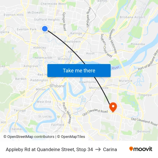 Appleby Rd at Quandeine Street, Stop 34 to Carina map