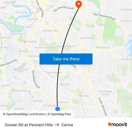 Gowan Rd at Pennant Hills to Carina map