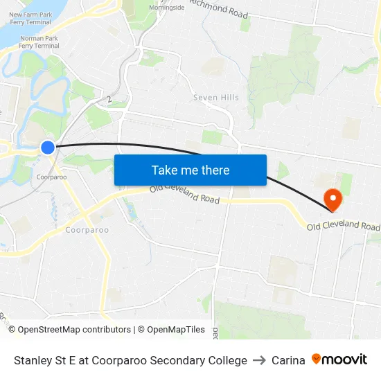 Stanley St E at Coorparoo Secondary College to Carina map