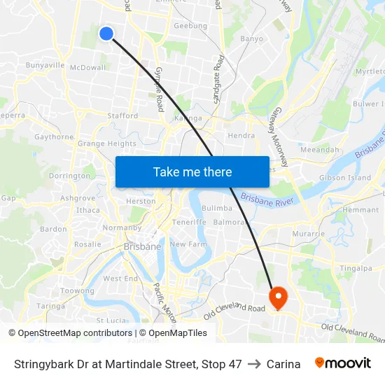 Stringybark Dr at Martindale Street, Stop 47 to Carina map