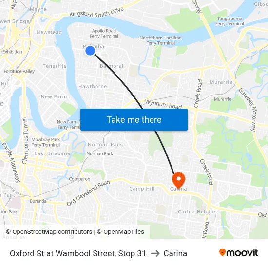 Oxford St at Wambool Street, Stop 31 to Carina map