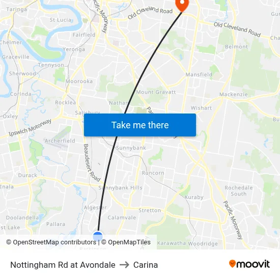 Nottingham Rd at Avondale to Carina map
