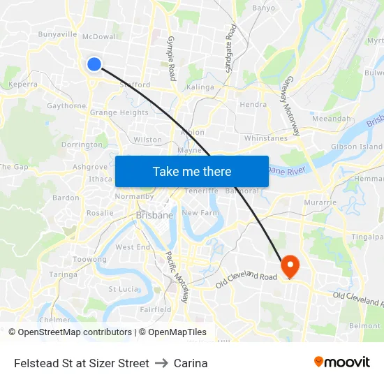 Felstead St at Sizer Street to Carina map