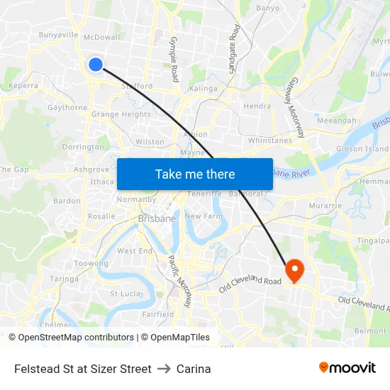 Felstead St at Sizer Street to Carina map