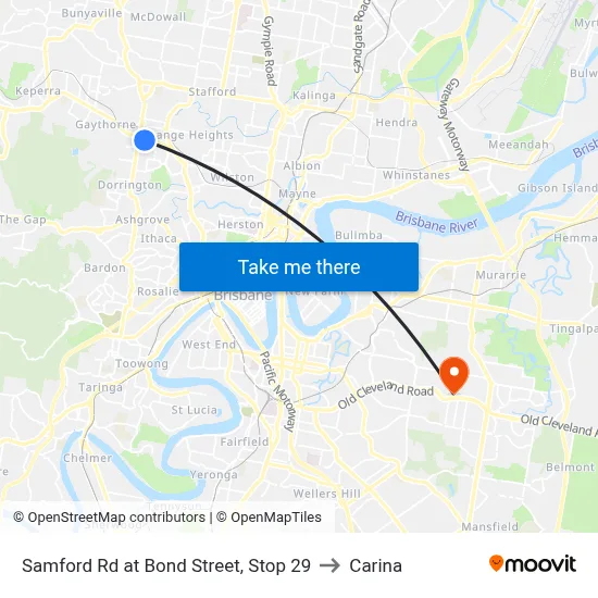 Samford Rd at Bond Street, Stop 29 to Carina map