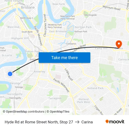 Hyde Rd at Rome Street North, Stop 27 to Carina map