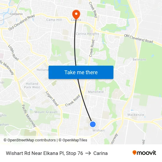 Wishart Rd Near Elkana Pl, Stop 76 to Carina map