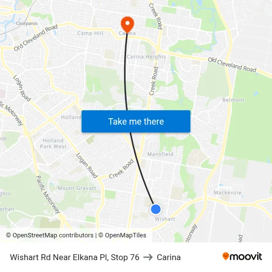 Wishart Rd Near Elkana Pl, Stop 76 to Carina map