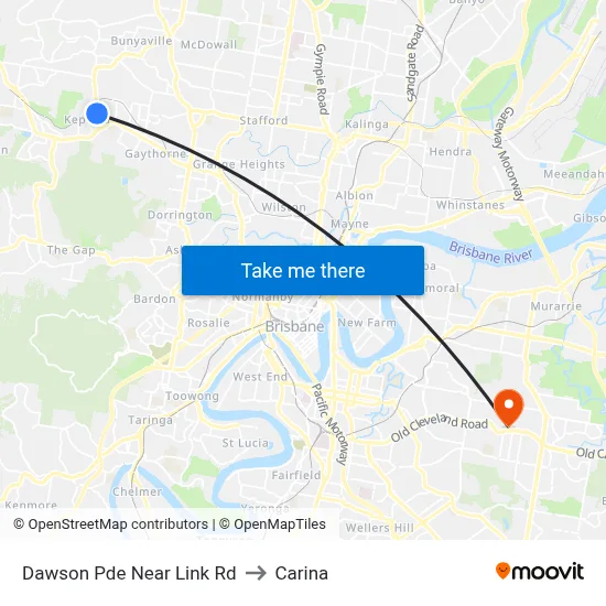 Dawson Pde Near Link Rd to Carina map