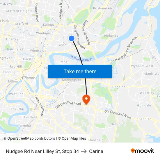 Nudgee Rd Near Lilley St, Stop 34 to Carina map