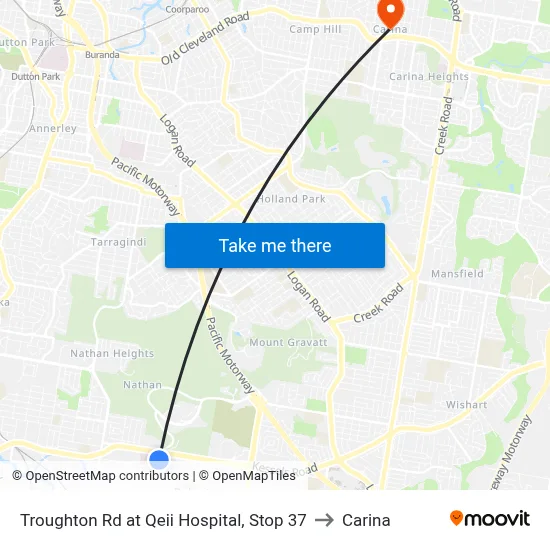 Troughton Rd at Qeii Hospital, Stop 37 to Carina map