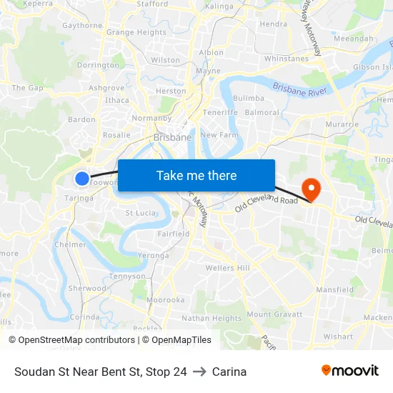 Soudan St Near Bent St, Stop 24 to Carina map