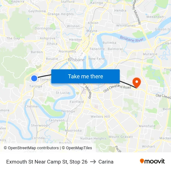 Exmouth St Near Camp St, Stop 26 to Carina map