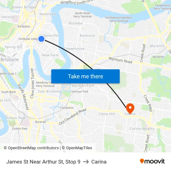 James St Near Arthur St, Stop 9 to Carina map