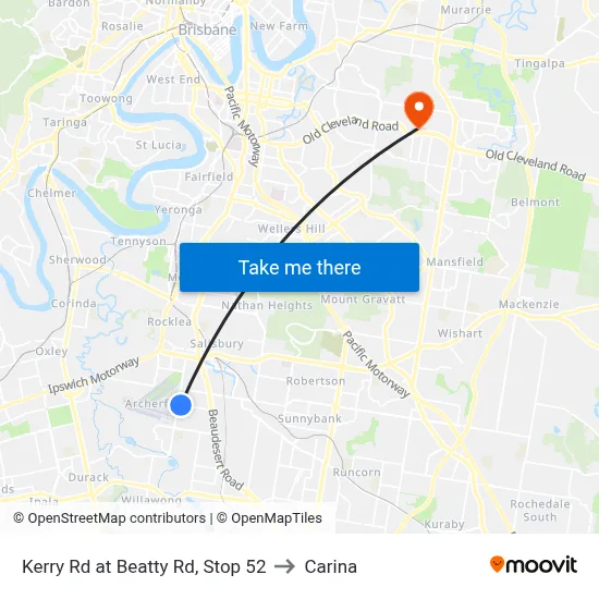 Kerry Rd at Beatty Rd, Stop 52 to Carina map