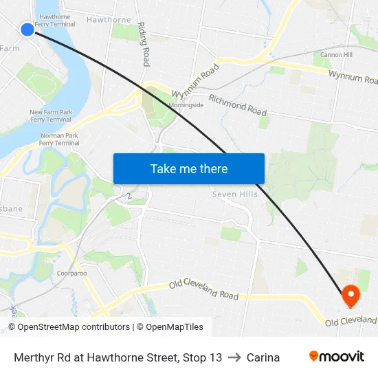 Merthyr Rd at Hawthorne Street, Stop 13 to Carina map