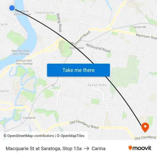 Macquarie St at Saratoga, Stop 13a to Carina map