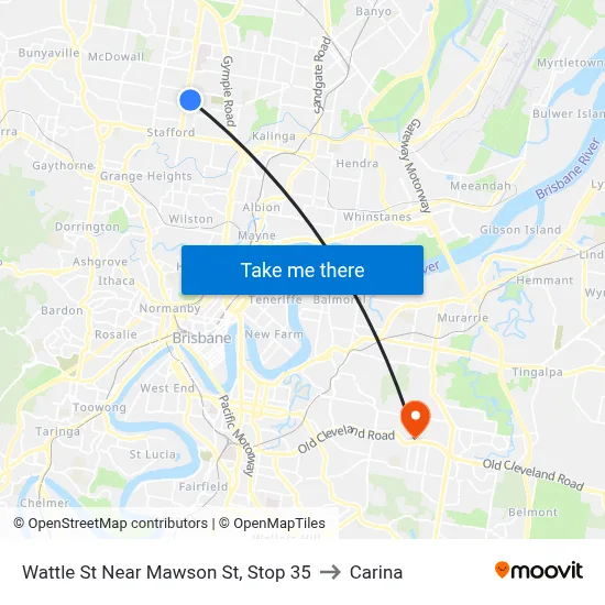 Wattle St Near Mawson St, Stop 35 to Carina map