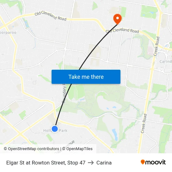 Elgar St at Rowton Street, Stop 47 to Carina map