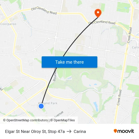 Elgar St Near Olroy St, Stop 47a to Carina map