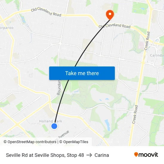 Seville Rd at Seville Shops, Stop 48 to Carina map