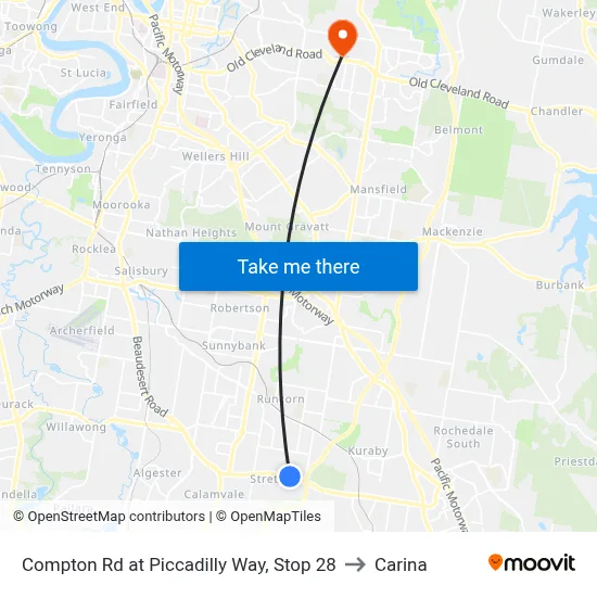 Compton Rd at Piccadilly Way, Stop 28 to Carina map