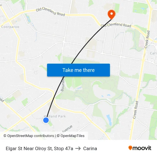 Elgar St Near Olroy St, Stop 47a to Carina map