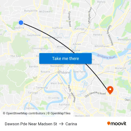 Dawson Pde Near Madsen St to Carina map