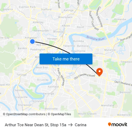 Arthur Tce Near Dean St, Stop 15a to Carina map